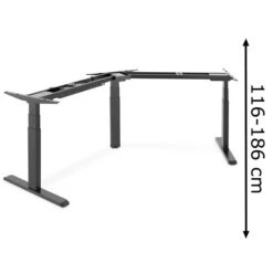 Digitus Schreibtischgestell DA-90392, Schwarz, Elektrisch Höhenverstellbar, Mit Dreifachmotor