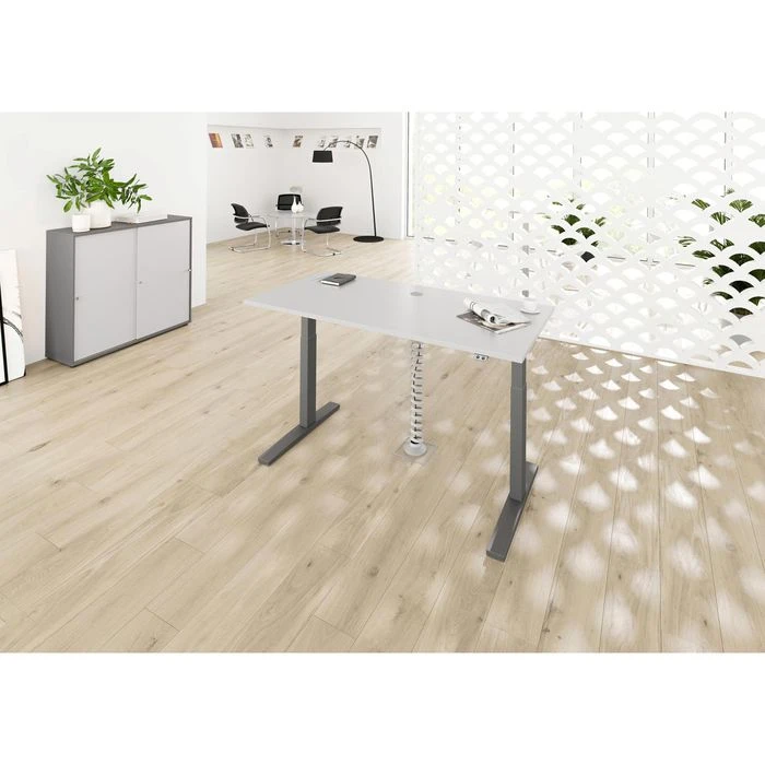 Hammerbacher Schreibtisch XMKA 19, Lichtgrau, Elektrisch Höhenverstellbar, 180 X 70-120 X 80cm 4 Hammerbacher Schreibtisch XMKA 19, Lichtgrau, Elektrisch Höhenverstellbar, 180 X 70-120 X 80cm – Bild 2