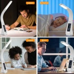 Monzana Schreibtischlampe LED, Dimmbar, Uhr, Temperatur, Kalender, Weiß -Einrichtungsgeschäft 7f340fed14e4a149acf697db393e32ed7791b411 schreibtischlampe monzana lilly led