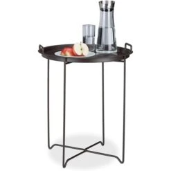 Relaxdays Beistelltisch 10020503, Braun, Aus Metall, 45 X 54,5cm (Ø X H), Rund