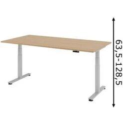 Hammerbacher Schreibtisch XDSM 2E, Eiche, Elektrisch Verstellbar, 200 X 63,5-128,5 X 100cm