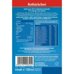 Rotbäckchen Saft Das Original, 99% Fruchtgehalt, Je 0,7 Liter, 6 Flaschen -Einrichtungsgeschäft 84a968908ca8e8b72b01ad81b9665890142348d9 saft rotbaeckchen das original