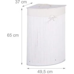 Relaxdays Wäschekorb Eckwäschekorb, Mit Deckel, Aus Bambus, Weiß, 49,5 X 65 X 37 Cm, 60 Liter -Einrichtungsgeschäft 85eafed24aed31228e8705917a6fe8804085b091 waeschekorb relaxdays eckwaeschekorb mit deckel