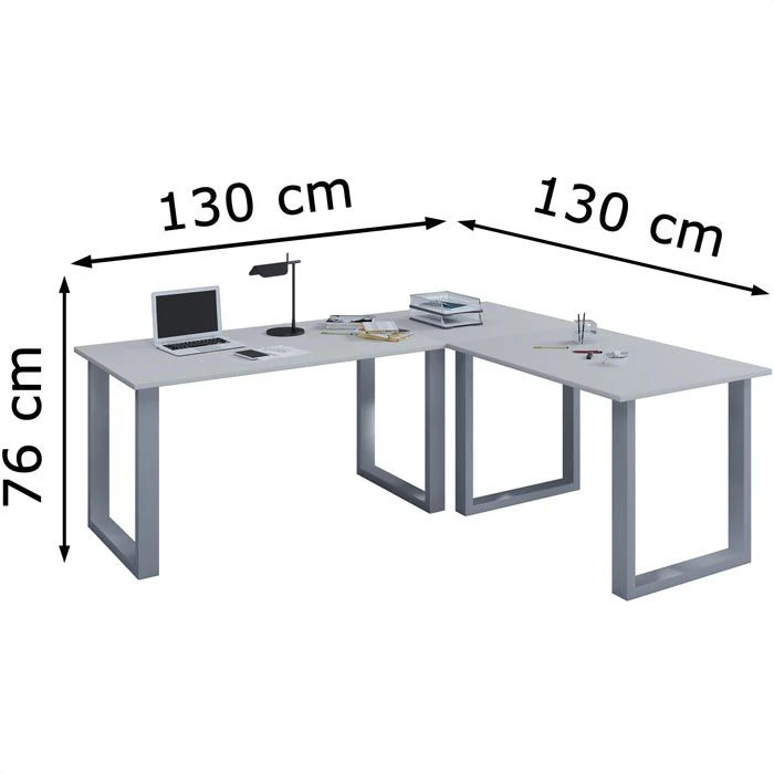 VCM Schreibtisch Lona, 915242, Grau, Maße: 130 X 130cm, L-Form 5 VCM Schreibtisch Lona, 915242, Grau, Maße: 130 X 130cm, L-Form – Bild 3