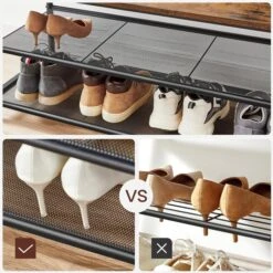 Vasagle Garderobenständer HSR410B01, Vintage, Mit 22 Haken, Metall / Holz, Schwarz / Braun -Einrichtungsgeschäft 8a25bd67739c97ddcf2fa8844280fdf9cd35a5a9 garderobenstaender vasagle hsr410b01 vintage