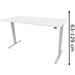 Fm-Büromöbel Schreibtisch Fastline, Move 2.0, Elektrisch Höhenverstellbar, 180x80cm, Diamantweiß