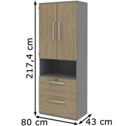 Röhr Kombischrank Techno, Aus Holz, Mit Türen Und Hängeregistratur, 80 X 217,4 X 43cm, Hickory / Mittelgrau -Einrichtungsgeschäft 8f932e7a174f78760587f01212b345d3b06dff40 kombischrank roehr techno aus holz