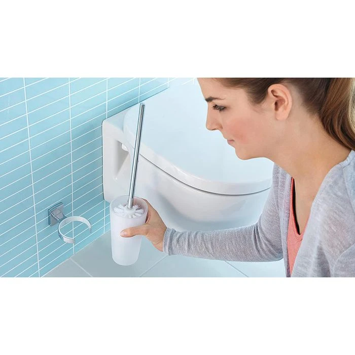 Tesa WC-Bürste Klaam, Weiß / Chrom, Bürstenhalter Aus Glas, Zur Wandmontage 8 Tesa WC-Bürste Klaam, Weiß / Chrom, Bürstenhalter Aus Glas, Zur Wandmontage – Bild 6