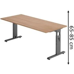 Hammerbacher Schreibtisch O-Serie, Verstellbar, 180 X 65-85 X 80, Nussbaum / Graphit