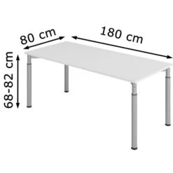 Hammerbacher Schreibtisch Y-Serie, Verstellbar, 180 X 68-82 X 80, Lichtgrau / Silber -Einrichtungsgeschäft 9749a180866f2c5be3706502f699ad09ada360ff schreibtisch hammerbacher y serie