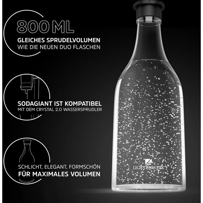 Lichtenwerk Karaffe SodaGiant Glasflasche, Set, Mit Deckel, 2x 0,9 Liter 5 Lichtenwerk Karaffe SodaGiant Glasflasche, Set, Mit Deckel, 2x 0,9 Liter – Bild 3