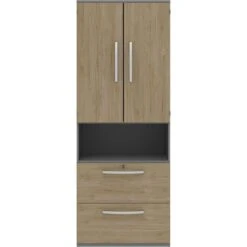 Röhr Kombischrank Techno, Aus Holz, Mit Türen Und Hängeregistratur, 80 X 217,4 X 43cm, Hickory / Mittelgrau -Einrichtungsgeschäft a5f0f32077a7bb56474a1a7c7c19a15d73327ca9 kombischrank roehr techno aus holz