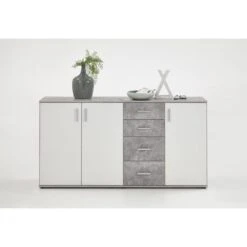 FMD-Möbel Sideboard Albi 3, Weiß / Beton, Mit Türen Und Schubladen, Maße: 160,1 X 83cm 9 FMD-Möbel Sideboard Albi 3, Weiß / Beton, Mit Türen Und Schubladen, Maße: 160,1 X 83cm -Einrichtungsgeschäft a64fb07a0382fe4d6d3b6bf5debda9f93d47144b sideboard fmd moebel albi 3 weiss beton