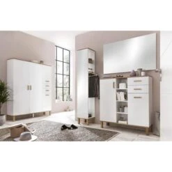 Schildmeyer Garderobenständer Padua 142314, Mit Spiegel Und Hutablage, Holz, Weiß / Eiche -Einrichtungsgeschäft ab3264586bd201b6f28f1f9d60a9c588b8b1ee8d garderobenstaender schildmeyer padua 142314