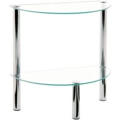 Haku-Möbel Beistelltisch 90241, Transparent, Aus Glas / Metall, 45 X 47 X 22cm, Halbkreis
