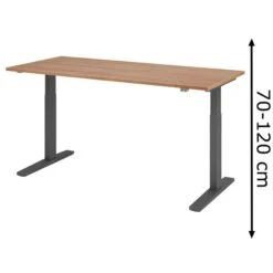 Hammerbacher Schreibtisch XMKA 19, Nussbaum, Elektrisch Höhenverstellbar, 180 X 70-120 X 80cm
