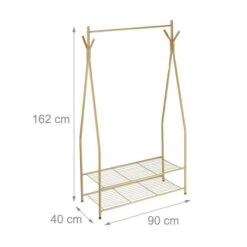 Relaxdays Garderobenständer Sandra, 10020565, Mit 2 Ablagen & 4 Haken, Metall, Hellbraun -Einrichtungsgeschäft b071f62911b36c29a2022532c8a1c032daf4a330 garderobenstaender relaxdays sandra 10020565