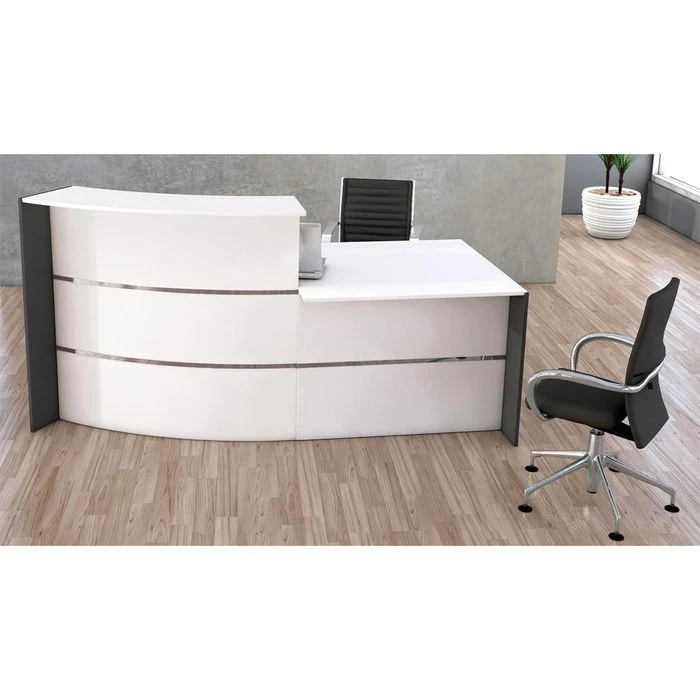 Kerkmann Empfangstheke Bari 3563, Weiß / Weiß, 231 X 112 X 122,5cm, Bogentheke Mit Anbautisch 5 Kerkmann Empfangstheke Bari 3563, Weiß / Weiß, 231 X 112 X 122,5cm, Bogentheke Mit Anbautisch – Bild 3