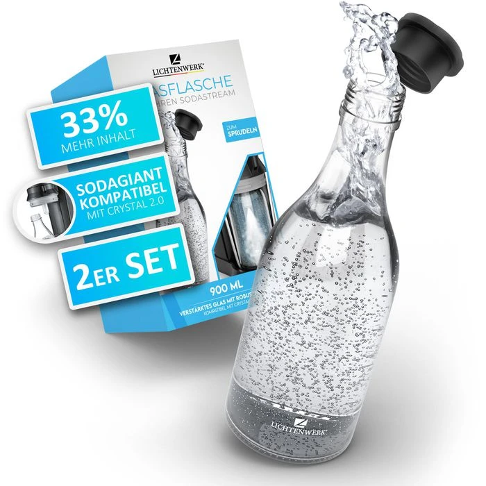 Lichtenwerk Karaffe SodaGiant Glasflasche, Set, Mit Deckel, 2x 0,9 Liter 3 Lichtenwerk Karaffe SodaGiant Glasflasche, Set, Mit Deckel, 2x 0,9 Liter