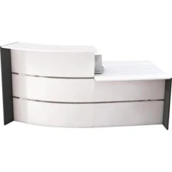 Kerkmann Empfangstheke Bari 3563, Weiß / Weiß, 231 X 112 X 122,5cm, Bogentheke Mit Anbautisch