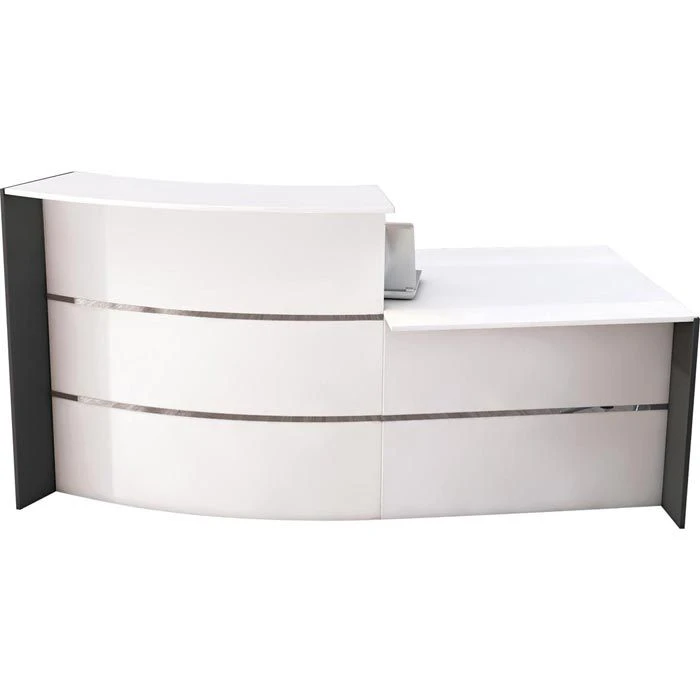 Kerkmann Empfangstheke Bari 3563, Weiß / Weiß, 231 X 112 X 122,5cm, Bogentheke Mit Anbautisch 3 Kerkmann Empfangstheke Bari 3563, Weiß / Weiß, 231 X 112 X 122,5cm, Bogentheke Mit Anbautisch