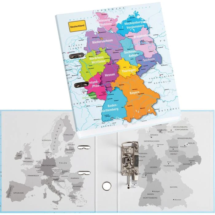 Pagna Ordner 50338-15, Karton, A4, 7,5cm, Motiv Deutschlandkarte 4 Pagna Ordner 50338-15, Karton, A4, 7,5cm, Motiv Deutschlandkarte – Bild 2