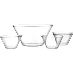 Ritzenhoff&Breker Schüssel Inga, 5-teiliges Set, Glas Transparent, 3 Liter / 0,4 Liter