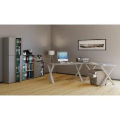 VCM Schreibtisch Lona, 916513, Grau, Maße: 130 X 130cm, L-Form -Einrichtungsgeschäft bad3fddbd285f62e5cc57435d1af8ab7d06088f7 schreibtisch vcm lona 916513 grau