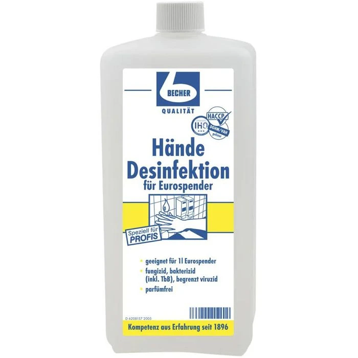 Dr.Becher Desinfektionsmittel 1462000, Alkoholisch, Hände-Schnelldesinfektion, Parfumfrei, 1 Liter 3 Dr.Becher Desinfektionsmittel 1462000, Alkoholisch, Hände-Schnelldesinfektion, Parfumfrei, 1 Liter