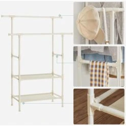 Songmics Garderobenständer RDR02WT, Bis 70 Kg, Mit 2 Kleiderstangen Und 2 Ablagen, Metall, Weiß -Einrichtungsgeschäft c0217c946d966a1b2c0d475912763fd05b42ccd1 garderobenstaender songmics rdr02wt bis 70 kg