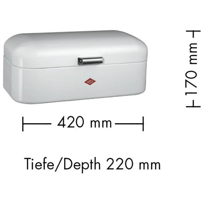 Wesco Brotkasten Grandy 235201-23, Stahlblech, Klappdeckel, 42 X 22 X 17cm, Mandel 7 Wesco Brotkasten Grandy 235201-23, Stahlblech, Klappdeckel, 42 X 22 X 17cm, Mandel – Bild 5