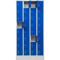 G-Office Schließfachschrank PEL32, Aus Metall, 32 Fächer, 80 X 168 X 15cm, Blau