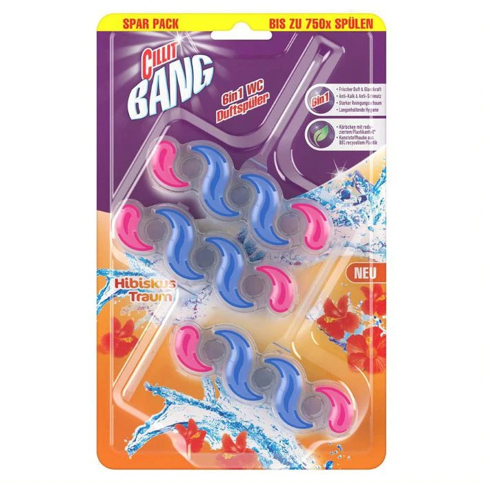 Cillit-Bang WC-Duftspüler 6 In 1 Duftspüler, Hibiskustraum, Im Korb, 3 Stück 3 Cillit-Bang WC-Duftspüler 6 In 1 Duftspüler, Hibiskustraum, Im Korb, 3 Stück
