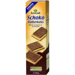 Alnatura Kekse Schoko-Butterkeks, BIO, Mit Vollmilchschokolade, 130g