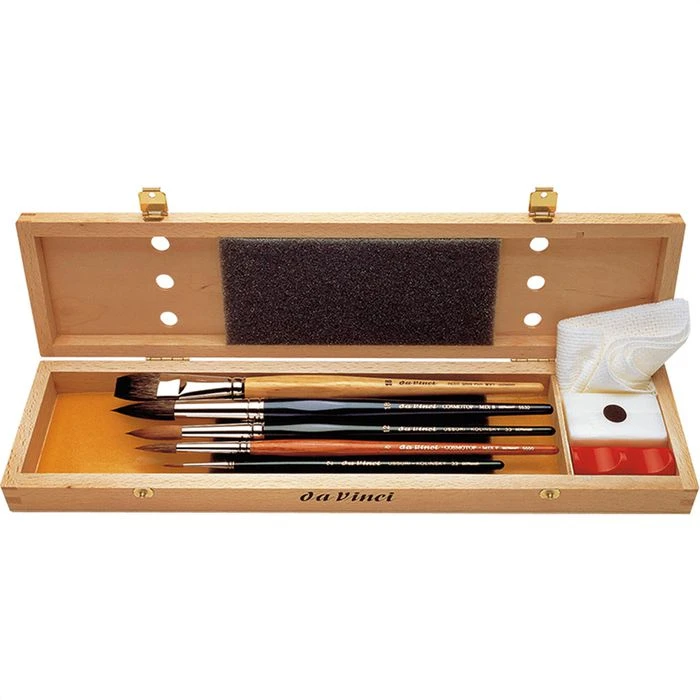 Da Vinci Da-Vinci Pinsel 5240, Aquarellpinsel-Set, 5 Stück, Haarpinsel Flach + Rund, In Holzbox, Inkl. Zubehör 3 Da Vinci Da-Vinci Pinsel 5240, Aquarellpinsel-Set, 5 Stück, Haarpinsel Flach + Rund, In Holzbox, Inkl. Zubehör