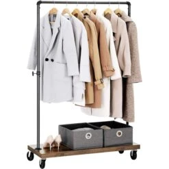 Vasagle Garderobenständer HSR65BX, Vintage, Rollen & Ablage, Bis 90 Kg, Metall / Holz, Braun -Einrichtungsgeschäft d0e91a8cedd6fc326422371e56f85567d17a80cf garderobenstaender vasagle hsr65bx vintage