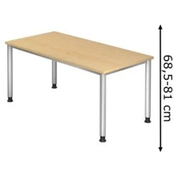 Hammerbacher Schreibtisch H-Serie, Ahorn, Höhenverstellbar, 160 X 68,5-81 X 80cm