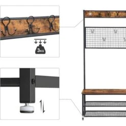 Vasagle Garderobenständer HSR46BX, Vintage, Mit 14 Haken, Metall / Holz, Schwarz / Braun -Einrichtungsgeschäft dba267a80a577d3fb15f40add48bab916367727c garderobenstaender vasagle hsr46bx vintage