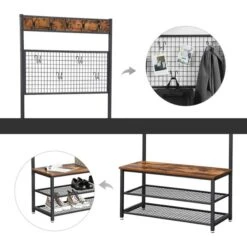 Vasagle Garderobenständer HSR46BX, Vintage, Mit 14 Haken, Metall / Holz, Schwarz / Braun -Einrichtungsgeschäft df0ea32861a2e658b1c847e8de629ea3d574f5d3 garderobenstaender vasagle hsr46bx vintage