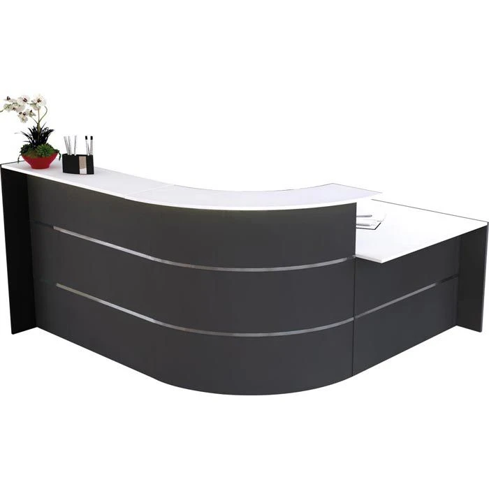 Kerkmann Empfangstheke Bari 3559, Anthrazit / Weiß, 235 X 112 X 200cm, Winkeltheke Mit Anbautisch 3 Kerkmann Empfangstheke Bari 3559, Anthrazit / Weiß, 235 X 112 X 200cm, Winkeltheke Mit Anbautisch