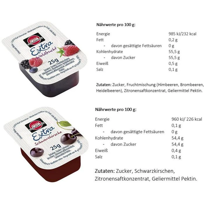 Schwartau Extra Konfitüren Und Gelee Mix, 45% Frucht, Je 25g, 100 Portionen 7 Schwartau Extra Konfitüren Und Gelee Mix, 45% Frucht, Je 25g, 100 Portionen – Bild 5