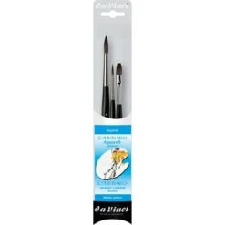 Da Vinci Da-Vinci Pinsel Casaneo 5386 Aquarellpinsel, 3 Stück, Haarpinsel Flach Und Rund, Größe 4 Und 8
