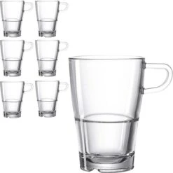 Leonardo Kaffeegläser Senso 024014 Latte Macchiato, Mit Henkel, 350ml, 6 Stück