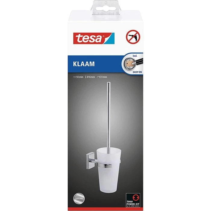 Tesa WC-Bürste Klaam, Weiß / Chrom, Bürstenhalter Aus Glas, Zur Wandmontage 4 Tesa WC-Bürste Klaam, Weiß / Chrom, Bürstenhalter Aus Glas, Zur Wandmontage – Bild 2
