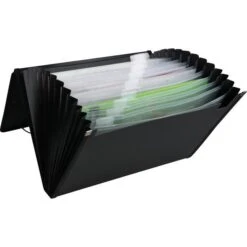Fächermappe A4 Kunststoff Schwarz 12 Fächer