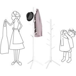 Vasagle Garderobenständer RCR04WT, Mit 8 Haken, Holz, Weiß -Einrichtungsgeschäft f974e67d2596f0ae0beea84e1096c3bbc10ad89a garderobenstaender vasagle rcr04wt