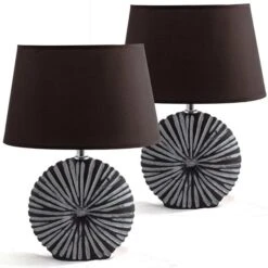 Schreibtischlampe BRUBAKER Braun, Keramik-Standfuß, 2 Stück