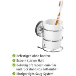 Wenko Zahnputzbecher Milazzo, Weiß/chrom, Kunststoff, Mit Vacuum-Loc Halterung, Ohne Bohren -Einrichtungsgeschäft fb66dd2166a316bc613df9dc3ab18ca56c363200 zahnputzbecher wenko milazzo weisschrom