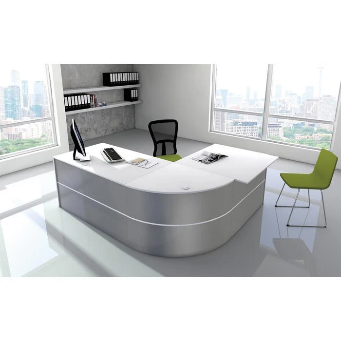 Kerkmann Empfangstheke Padua 2, 3539, Silber / Weiß, 232 X 74 X 183cm, Bogentheke 4 Kerkmann Empfangstheke Padua 2, 3539, Silber / Weiß, 232 X 74 X 183cm, Bogentheke – Bild 2