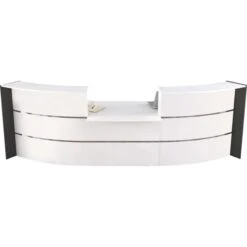 Kerkmann Empfangstheke Bari 3564, Weiß / Weiß, 357,5 X 112 X122,5cm Bogentheke M. Beratungsplatz